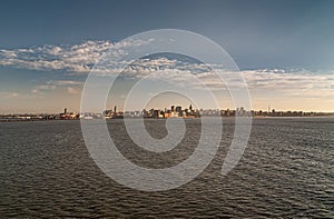 Cityscape at Rambla boardwalk above Rio de la Plata, Montevideo, Uruguay