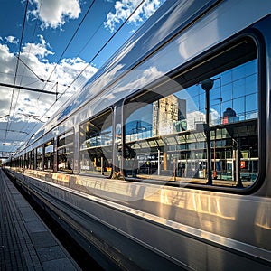 Cityscape Reflected in a High-Speed Train Window