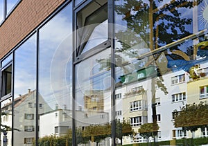 Cityscape reflections, Stuttgart photo