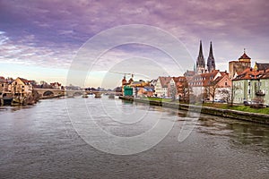 Cityscape of Regensburg town