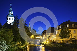 Cityscape by the river Alb in Ettlingen