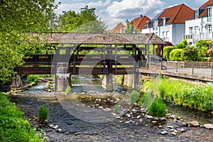 Cityscape by the river Alb in Ettlingen, Black Forest, Baden-Wurttemberg, Germany, Europe