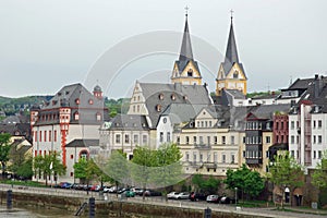 Coblenz, Cityscape from river Moselle, Germany