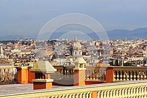 Cityscape of Rome, Italy, a view from the Gianicolo Janiculum hill