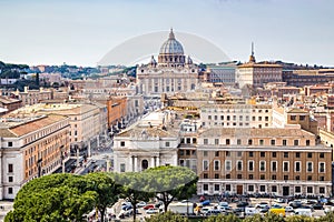 Cityscape of Rome and St. Peter Basilica