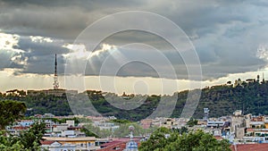 Cityscape of Rome timelapse under a dramatic sky as seen from the Pincio hill, Italy photo