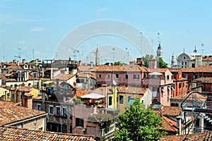 Cityscape with roofs in Venice.