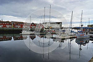 Cityscape of Rorbuer at Svolvaer Lofoten Norway