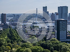 Cityscape of Rotterdam with the Euromast tower in the background