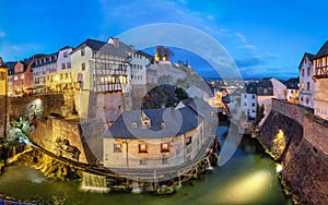 Cityscape of Saarburg, Germany at dusk