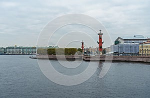 cityscape of saint petersburg with Rostral column view