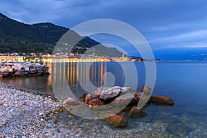 Cityscape Salo, Italy at dusk