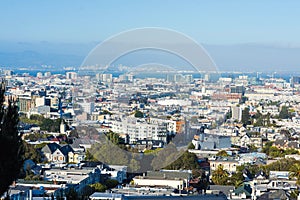 Cityscape of San Francisco and skyline of downtown in sunny day. California, USA