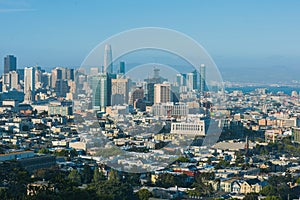 Cityscape of San Francisco and skyline of downtown in sunny day. California, USA