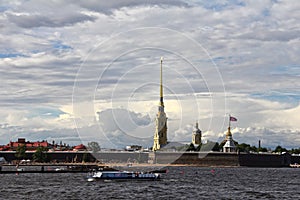 Cityscape of Sanit Petersburg, Russia on a cloudy day photo