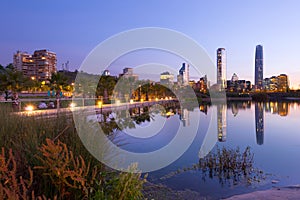 Cityscape of Santiago de Chile from the wealthy district of Vitacura