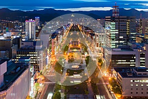 Cityscape of Sapporo at odori Park, Hokkaido, Japan.Sapporo is the fourth largest city in Japan