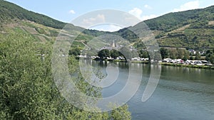 Cityscape of Senheim at Moselle river in Germany