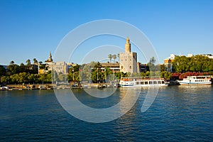 Cityscape of Seville with Guadalquivir, Spain