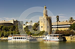 Cityscape of Seville, tower of Gold photo