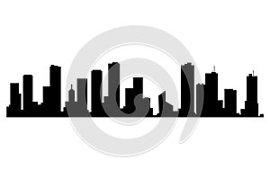 Cityscape silhouette. City building, night town and horizontal urban panorama silhouette. Modern urban landscape