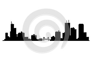 Cityscape silhouette. City building, night town and horizontal urban panorama silhouette. Modern urban landscape