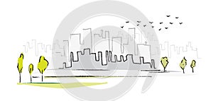 Cityscape, simple symbolic drawing