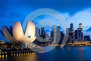 Cityscape of Singapore city downtown skyline skyscraper at dusk