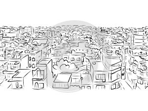 Cityscape sketch, seamless pattern for your design photo