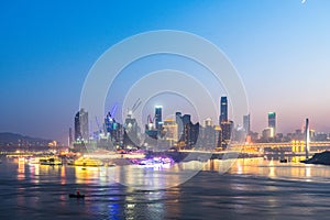 Cityscape and skyline of chongqing at night