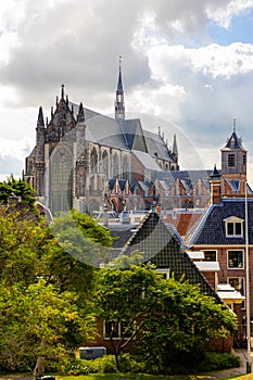 Cityscape skyline of Hooglandse kerk (church) in Leiden. Netherlands