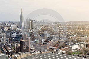 Cityscape and skyline of London with the tallest building in UK and Europe, iconic architectural landmarks of London, England, UK