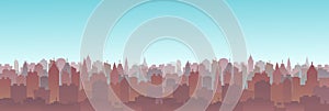 Cityscape skyline vector illustration. City buildings cartoon style scape.