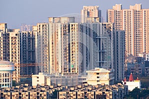 Cityscape in indian city like noida gurgaon delhi photo