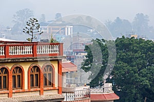 Cityscape of a smoggy town