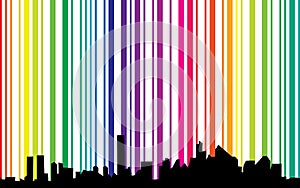 Cityscape with spectrum background