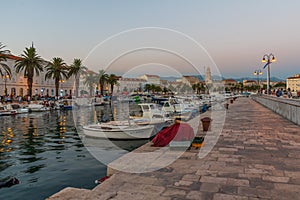 Cityscape of Split viewed behind mooring boats, Croatia