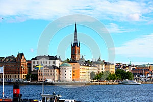 Cityscape of Stockholm froem city hall in summer