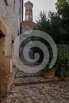 Cityscape on the streets of Borgo Santarcangelo di Romagna in Emilia Romagna, Italy