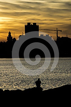 Cityscape Sunset Scene, Montevideo, Uruguay