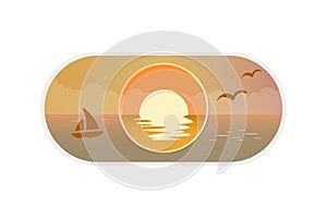 CItyscape sunset Toggle switch button icon on white background