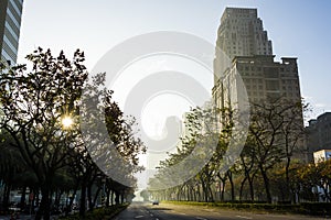 cityscape of Taichung city in in the morning.