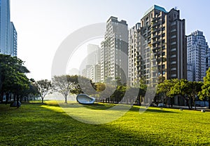 cityscape of Taichung city in in the morning.