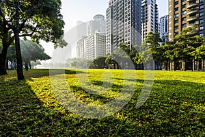 cityscape of Taichung city in in the morning.