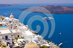 Cityscape of Thira in Santorini island, Greece