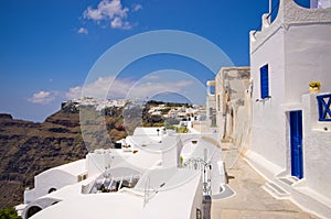 Cityscape of Thira in Santorini island, Greece