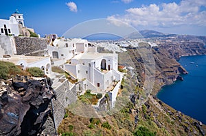 Cityscape of Thira in Santorini island, Greece