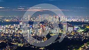 Cityscape of Tokyo skyline, panorama aerial skyscrapers view of office building and downtown in Tokyo in the evening.