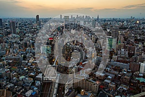 Cityscape of Tokyo skyline at sunset. Landmark of Japan