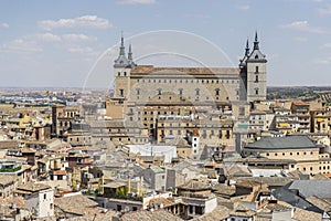 Cityscape, Toledo Alcazar views from a bell tower, fortress of t